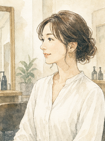 美容院店長を表す非実在人物の淡彩イラスト