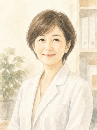 医療系一般社団法人マネージャーを表す非実在人物の淡彩イラスト